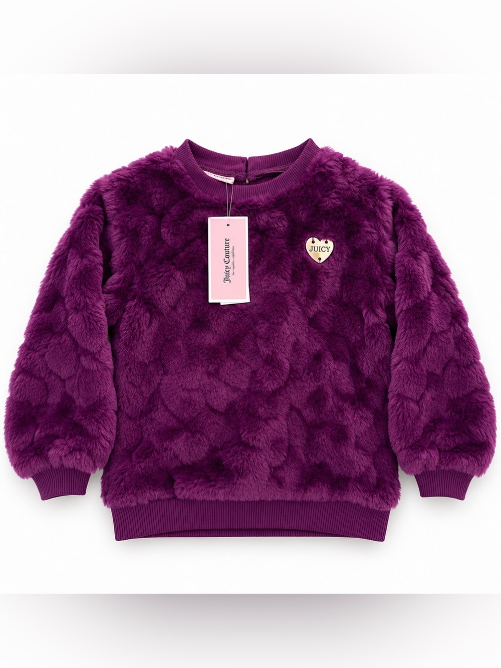 Juicy Couture Baby Girls 18M Purple Faux Fur Plush Sweatshirt NWT